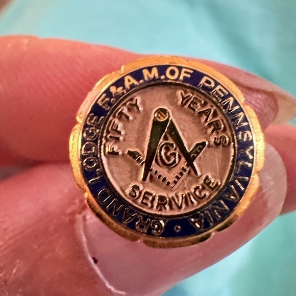 Masons Masonic Pin 50 Years Of Service 10k G.F. Grand Lodge Of Pennsylvania 19W - Picture 5 of 7